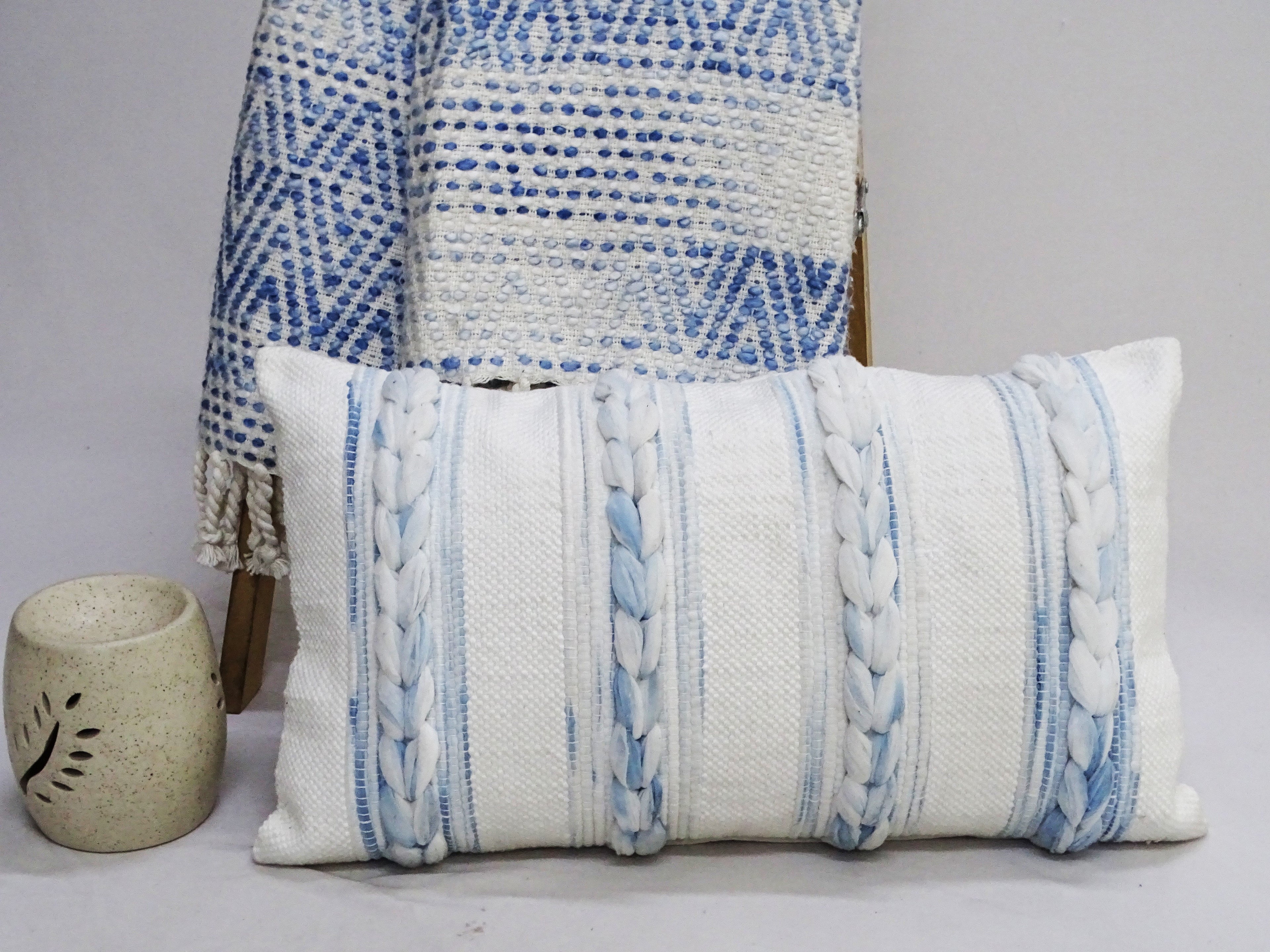 Handwoven 14"X 24" Modern Throw Pillow Vibhsa