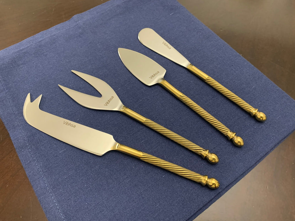 Cheese knives set of 4 Stainless Steel, Golden Vibhsa