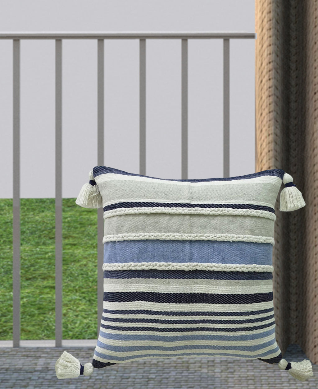 Pillow Handwoven braided Textured Stripe Decor Vibhsa
