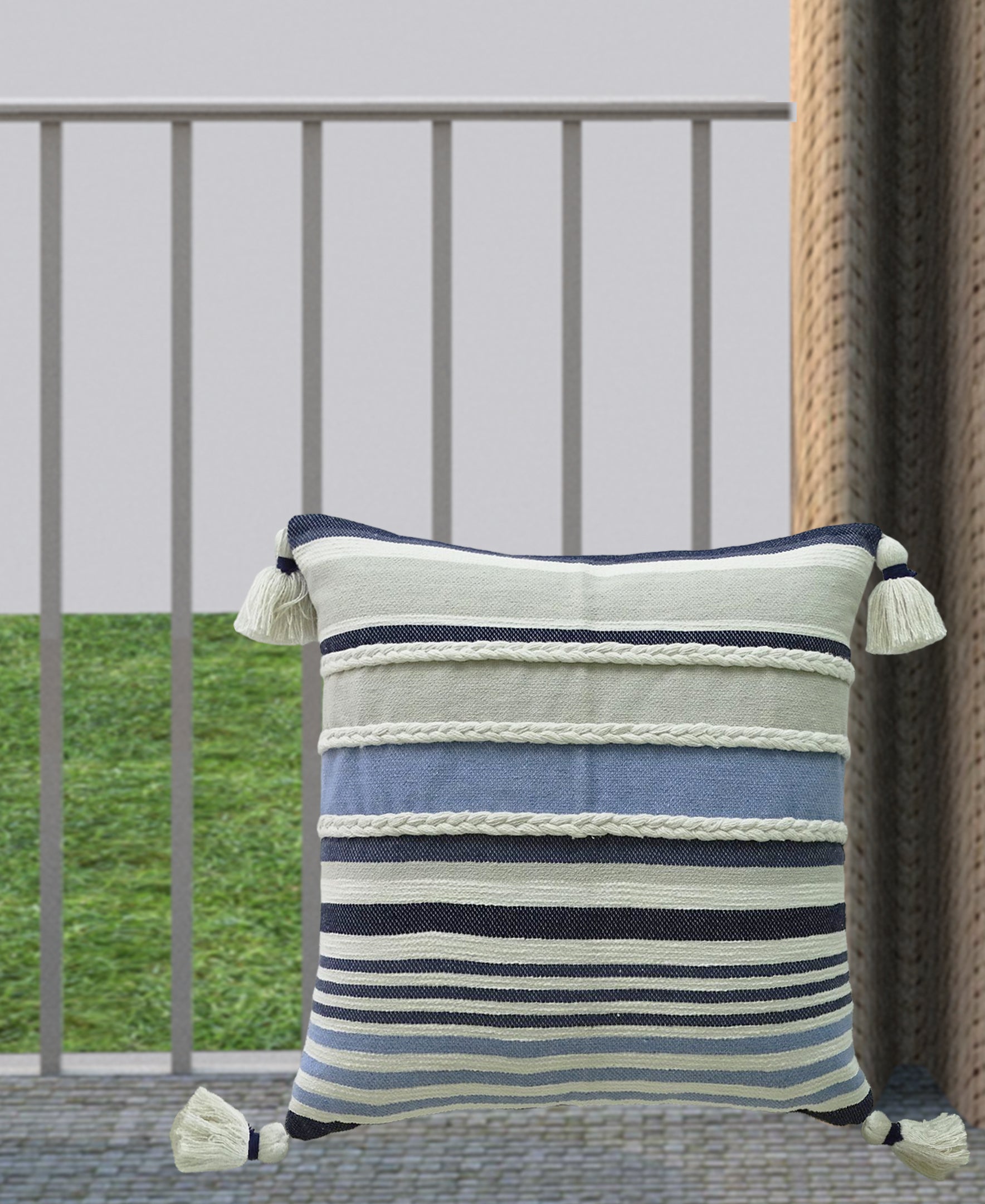 Pillow Handwoven braided Textured Stripe Decor Vibhsa