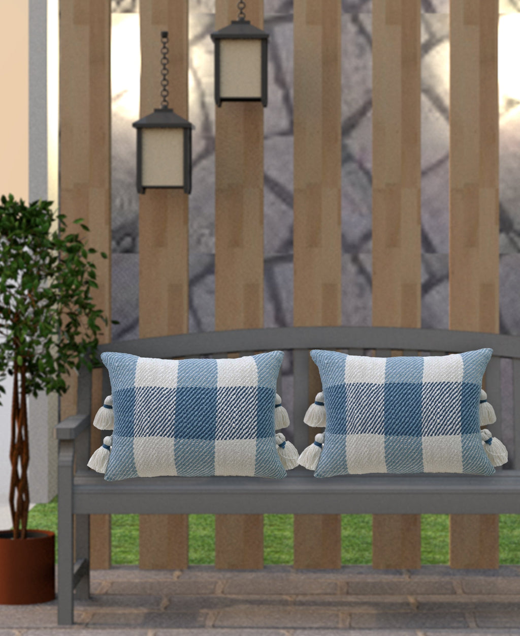 Handloom Woven Textured Plaid Decorative Pillow with Insert Vibhsa