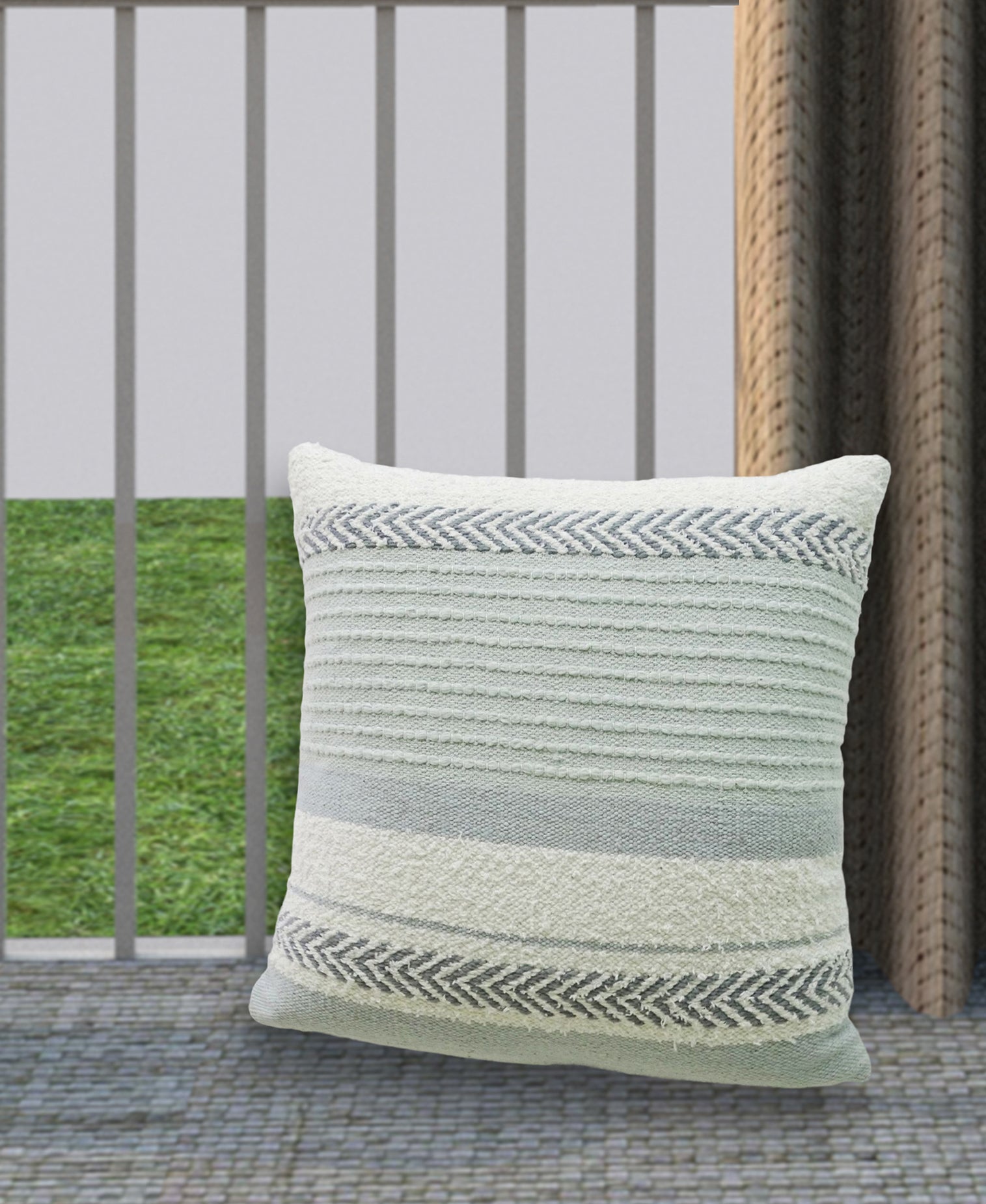 Handloom Woven Striped Decorative Pillow 20"x20" Vibhsa