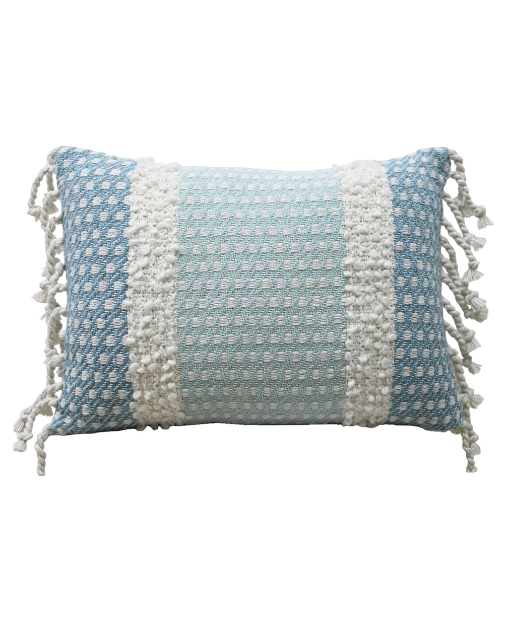 Handwoven Buttknot Edging Decorative Pillow, 14''X20'' Vibhsa