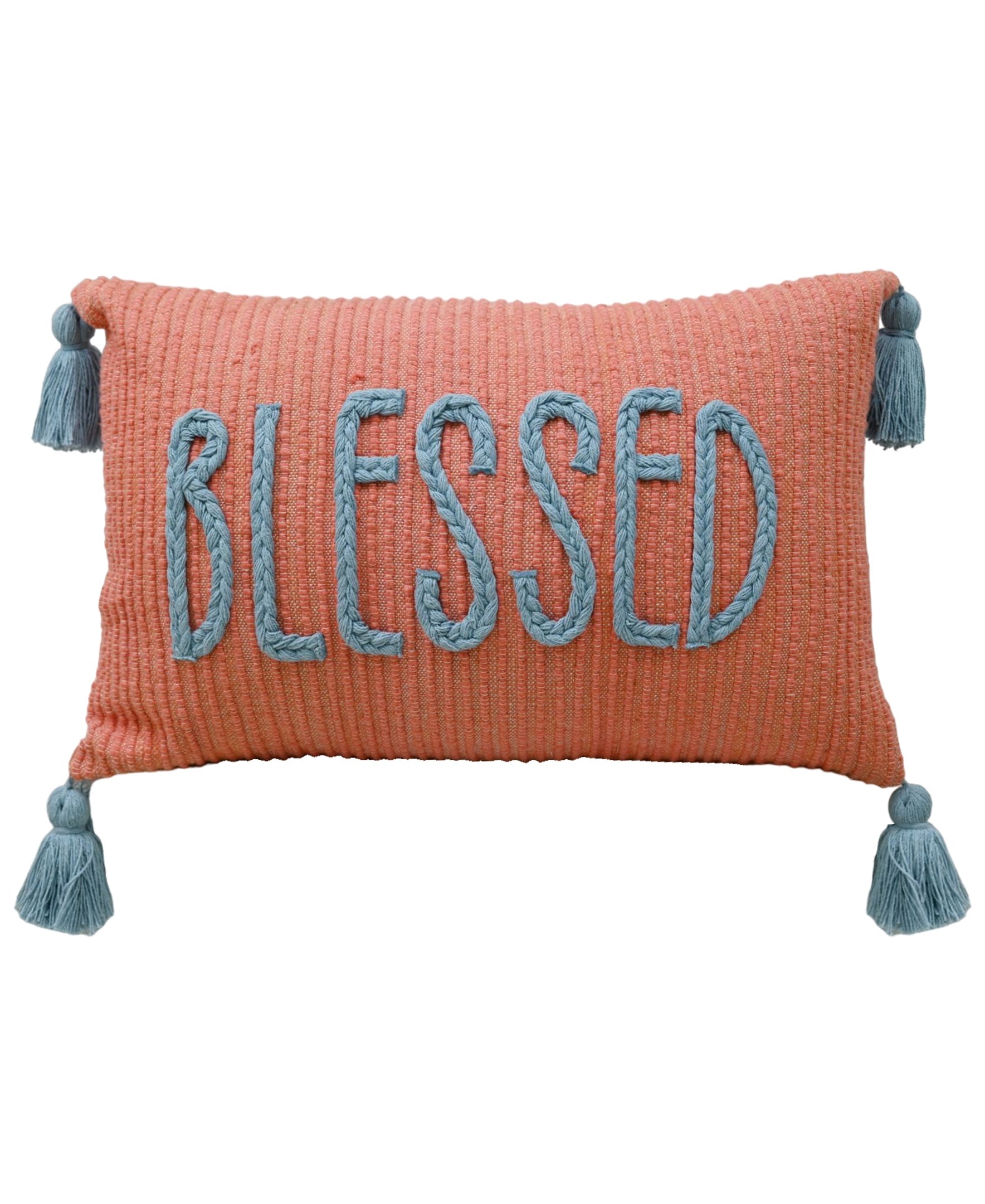 Handwoven Braid Couching Decorative Pillow, 14"X24" Vibhsa