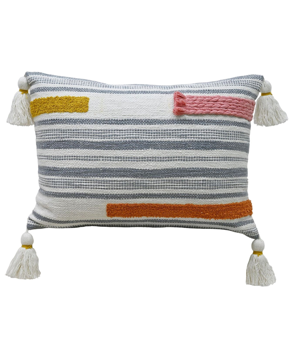 Handwoven Embroidery Braid Couch Decorative Pillow 14"x20" Vibhsa