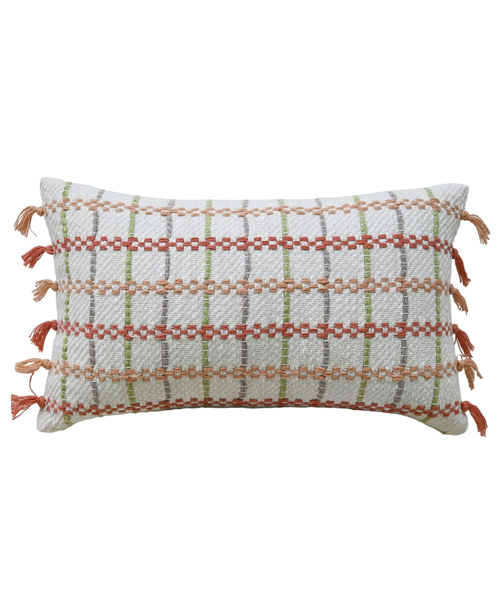 Handwoven Knotted Edging Decorative Throw Pillow, 14"X24" Vibhsa