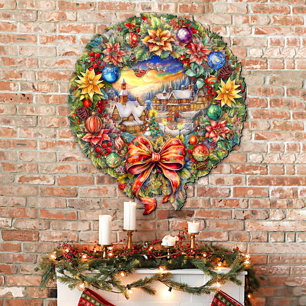 Christmas Wreath 36"-Inch Outdoor Indoor Decor Wooden Christmas Decoration by G. Debrekht - Christmas Decor - 8652802F G.DeBrekht