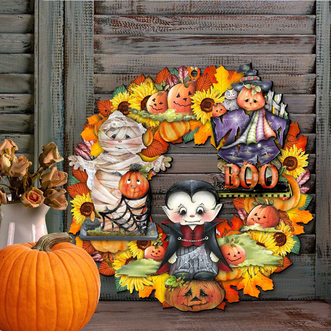 Halloween Holiday Door Wreath by G. DeBrekht - Thanksgiving Halloween Decor - 8185316H G.DeBrekht