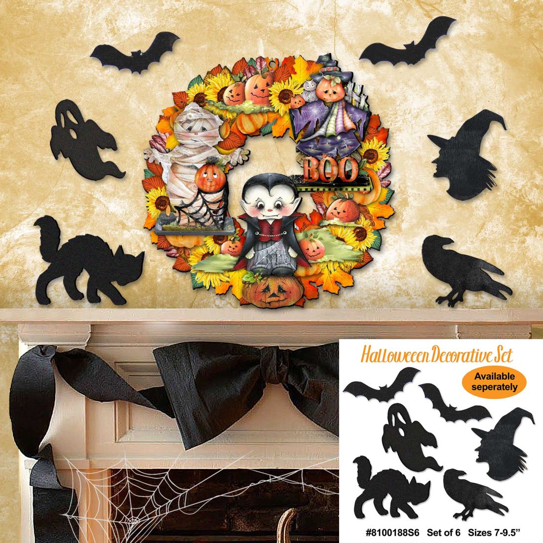 Halloween Holiday Door Wreath by G. DeBrekht - Thanksgiving Halloween Decor - 8185316H G.DeBrekht