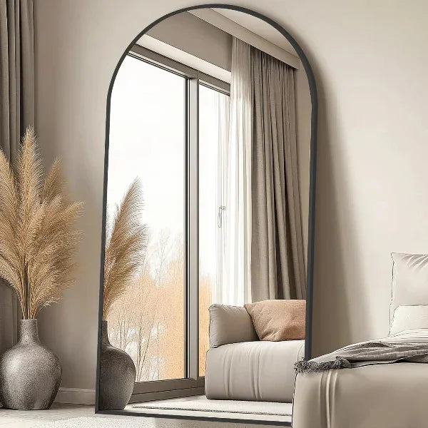 MELOMOIR Arched Full Length Mirror, Black Floor Mirror for Bedroom, Living Room, Gym, Dorm MIRRORONS