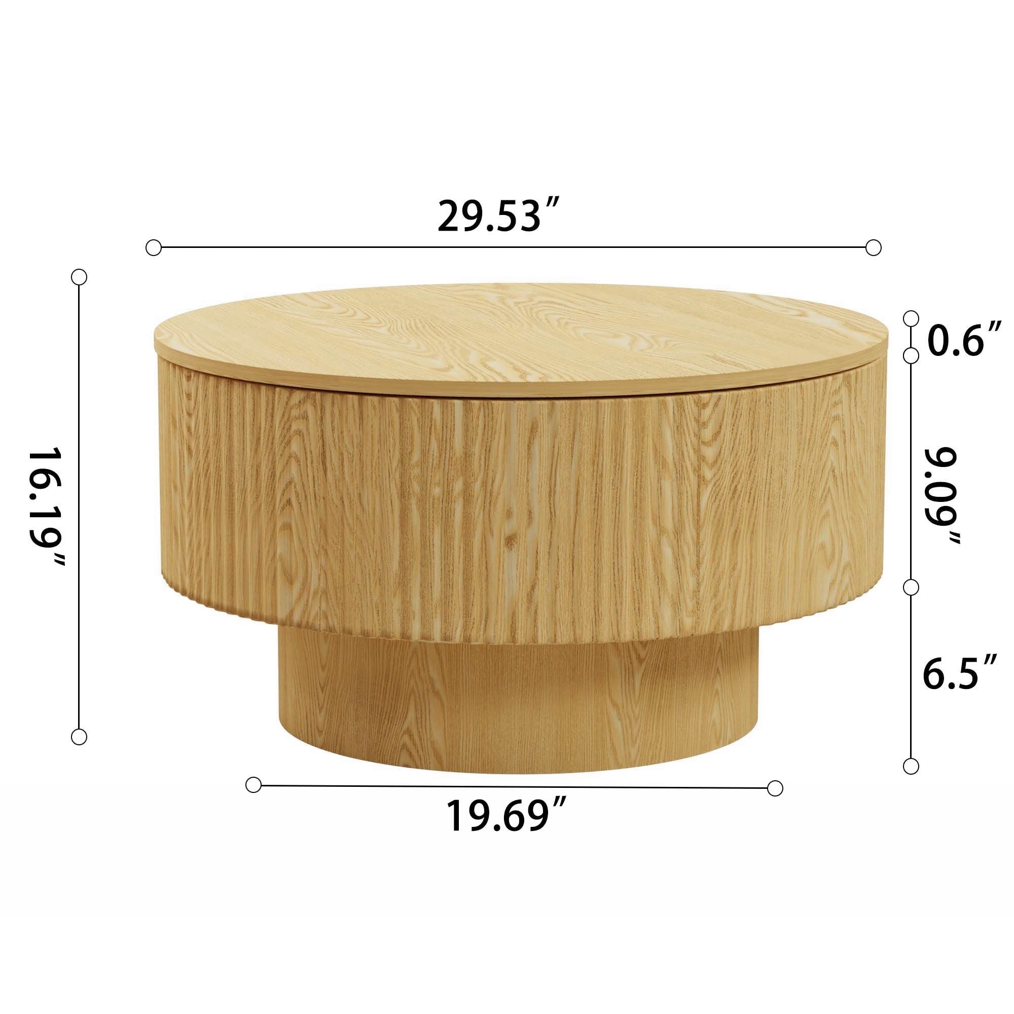 Modern Circular Coffee Table With Stripe Design And Storage Space Unique Piece Furniture