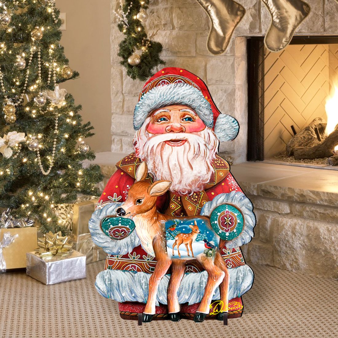 Deerest Friends Christmas Outdoor Yard Sign by G. DeBrekht - Christmas Santa Snowman Decor - 8118081F G.DeBrekht