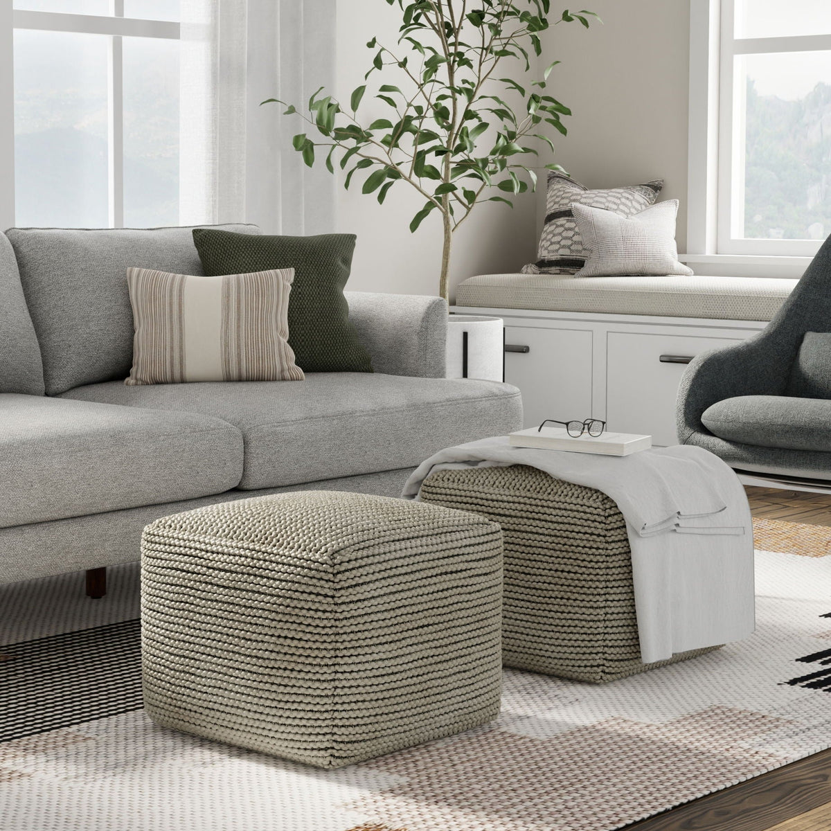 Eastmont - Outdoor / Indoor Pouf - Cream Unique Piece Furniture