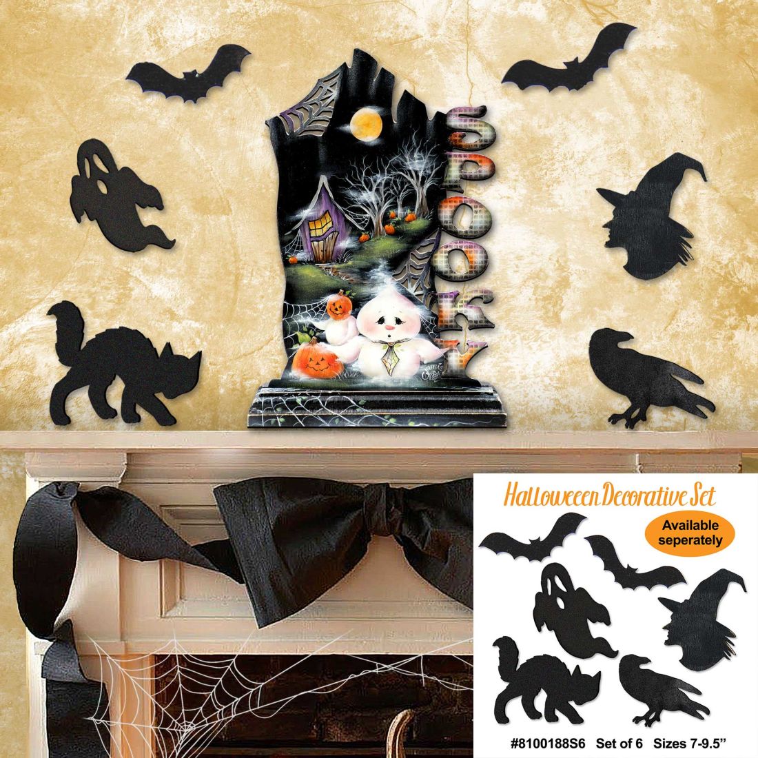 Not Too Spooky Halloween Door Decor by Jamie Mills-Price - Thanksgiving Halloween Decor - 8457408H G.DeBrekht