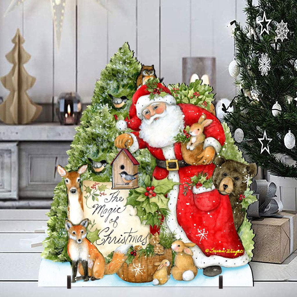 Woodland Santa Playing Christmas Outdoor Dcor by Susan Winget - Christmas Santa Snowman Dcor - 8471103F-SW G.DeBrekht