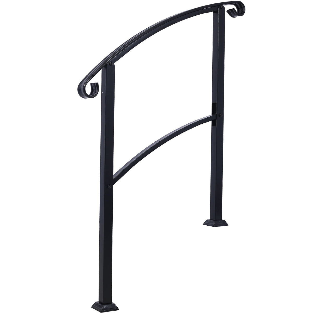 Handrails For Outdoor Steps, Fit 1 Or 3 Steps Outdoor Stair Railing, Flexible Front Porch Hand Rail, Transitional Handrails For Concrete Steps Or Wooden Stairs - Black Unique Piece Furniture