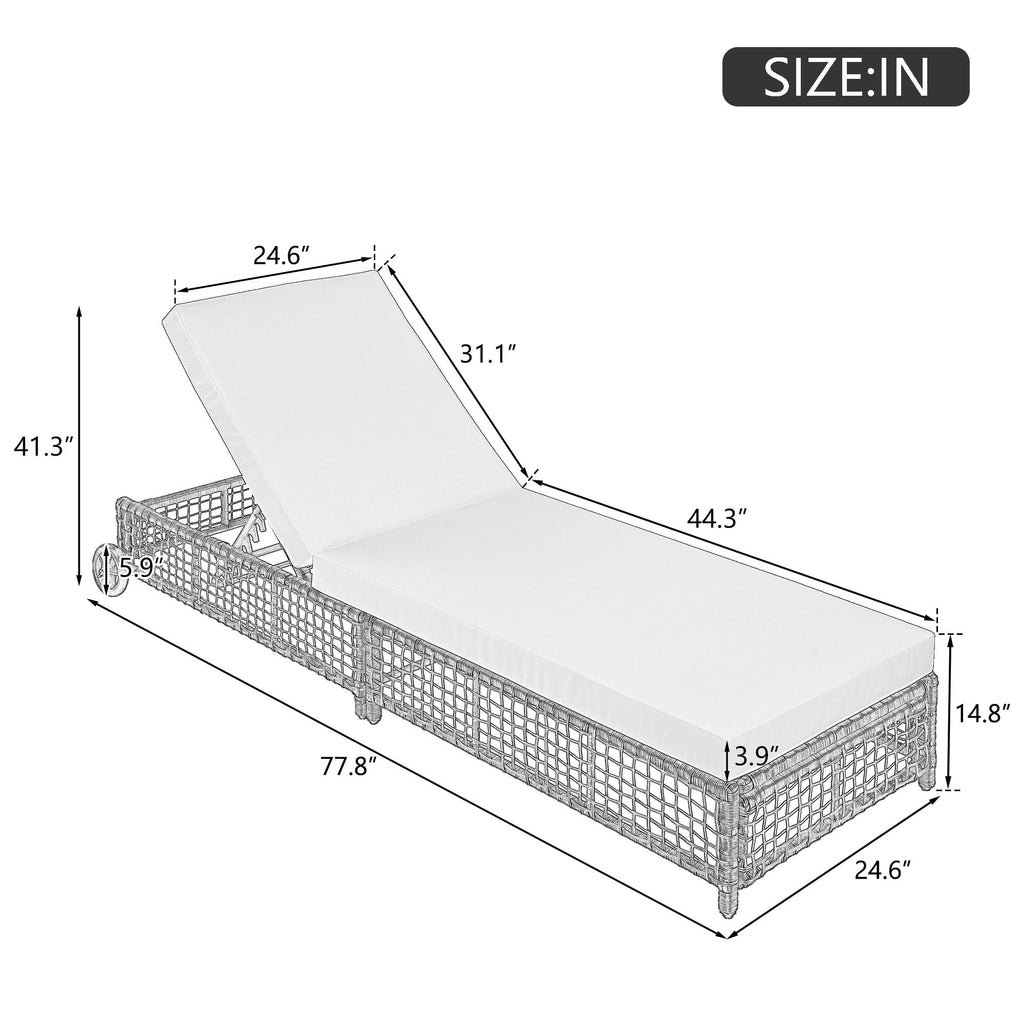 Outdoor Lounge Chair With 5 Position Backrest With Cushion And Wheels Unique Piece Furniture