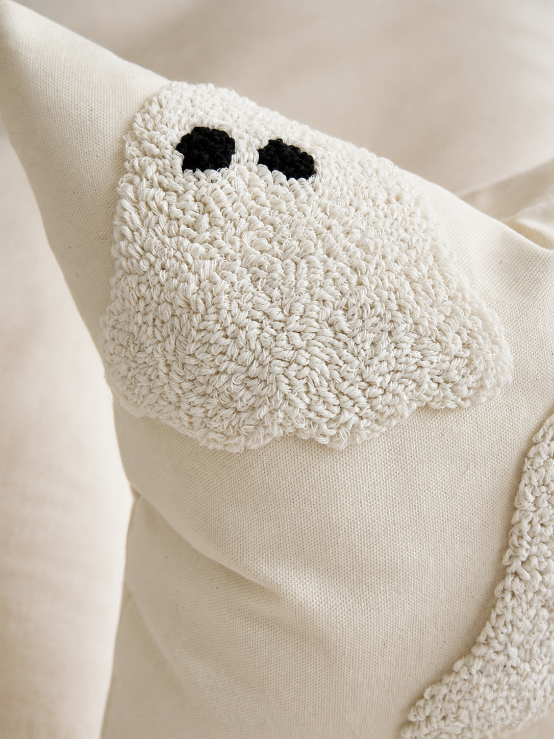 Ivory Tufted Ghost Pillow Cover Busa Designs