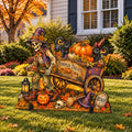 Pumpkin Treats Skeleton Cart Halloween Freestanding Outdoor Decoration by G. Debrekht – 8652907F G.DeBrekht
