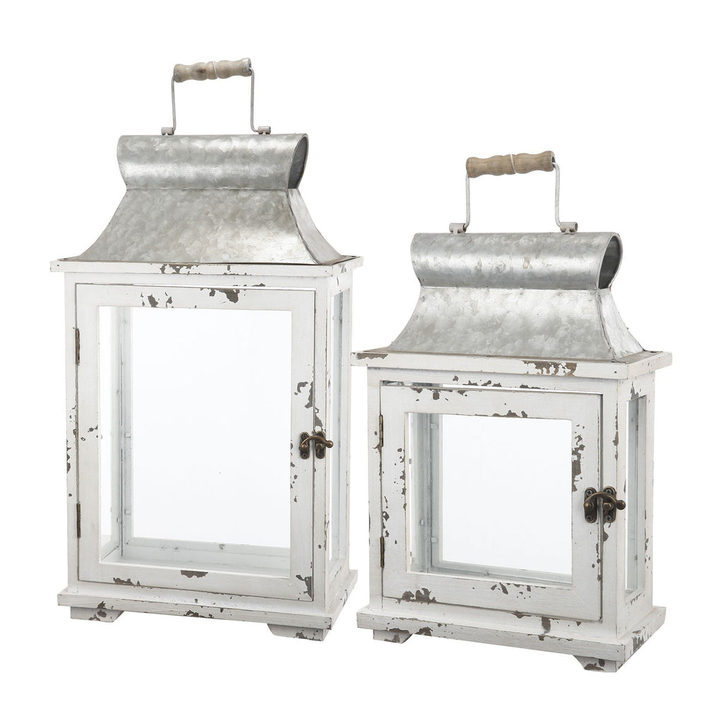 Wooden Candle Lantern Decorative, Hurricane Lantern Holder Decor For Indoor Outdoor, Home Garden Wedding - White Unique Piece Furniture