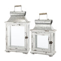 Wooden Candle Lantern Decorative, Hurricane Lantern Holder Decor For Indoor Outdoor, Home Garden Wedding - White Unique Piece Furniture