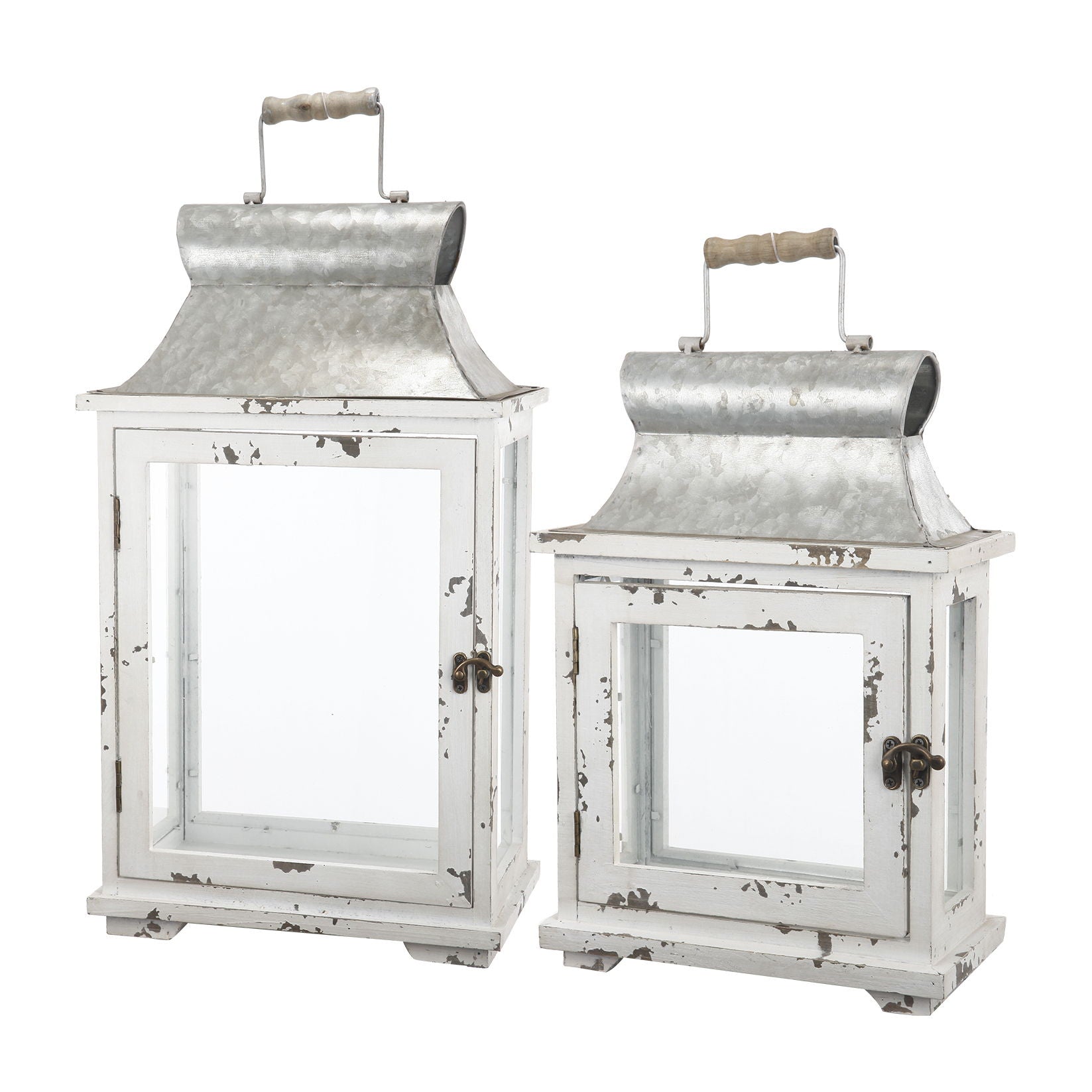 Wooden Candle Lantern Decorative, Hurricane Lantern Holder Decor For Indoor Outdoor, Home Garden Wedding - White Unique Piece Furniture