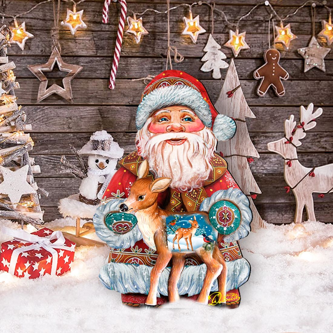 Deerest Friends Christmas Outdoor Yard Sign by G. DeBrekht - Christmas Santa Snowman Decor - 8118081F G.DeBrekht