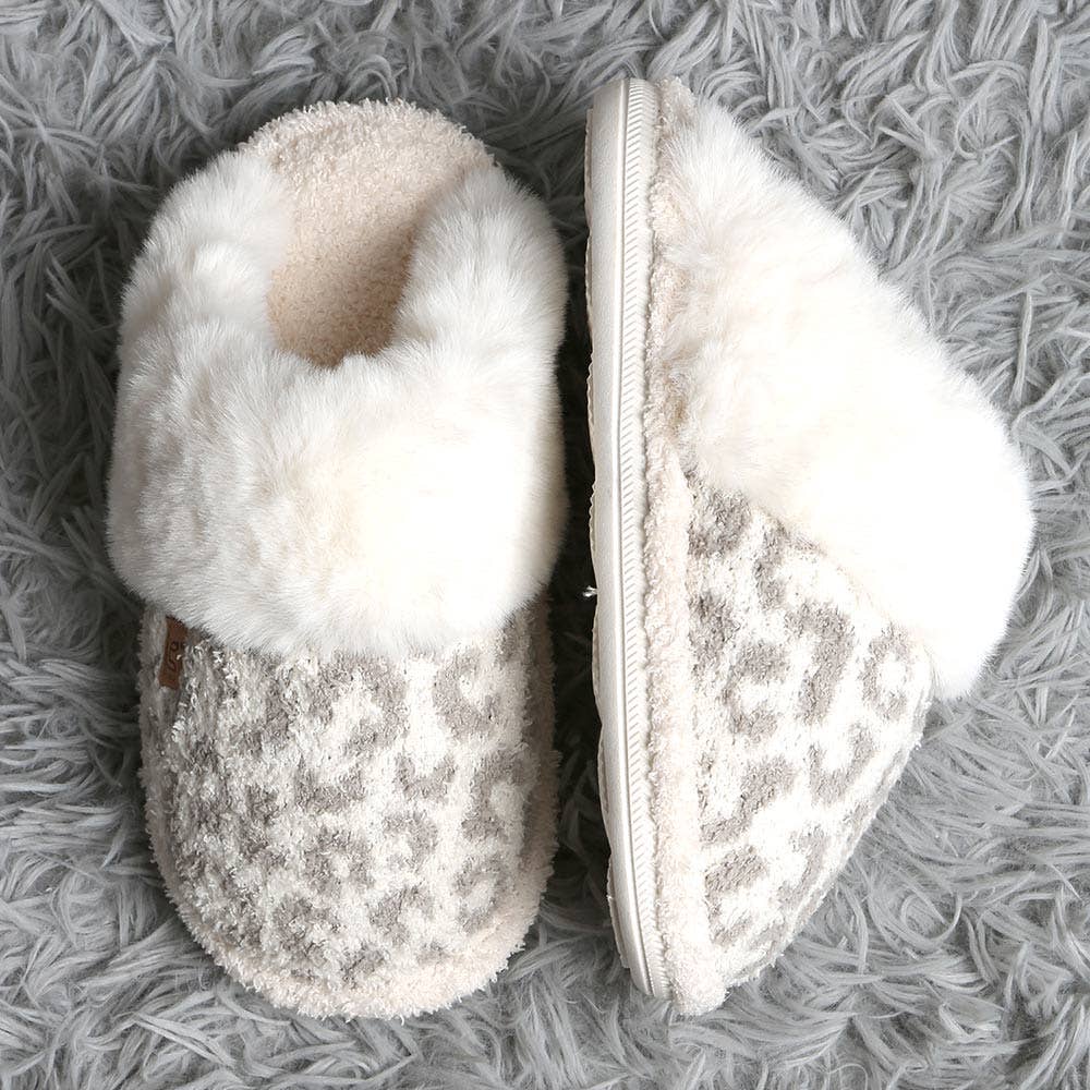 Leopard Faux Fur Soft Indoor Slippers Shop Fête