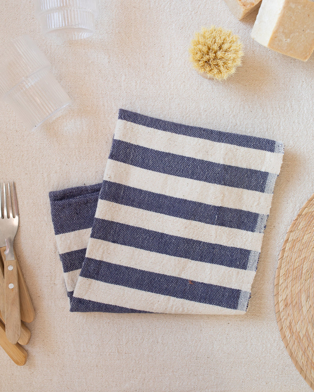 Indigo Stripe Hand Towel kd weave