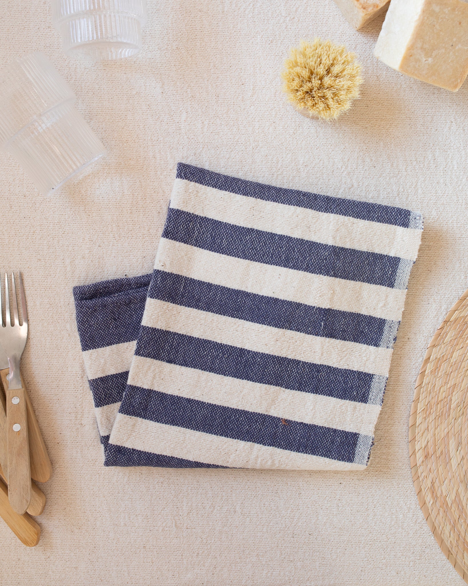 Indigo Stripe Hand Towel kd weave