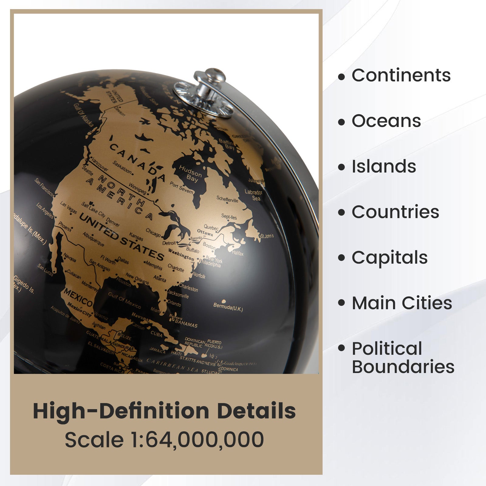 8" World Globe Modern Decorative Tabletop Earth Globe DirectDeals