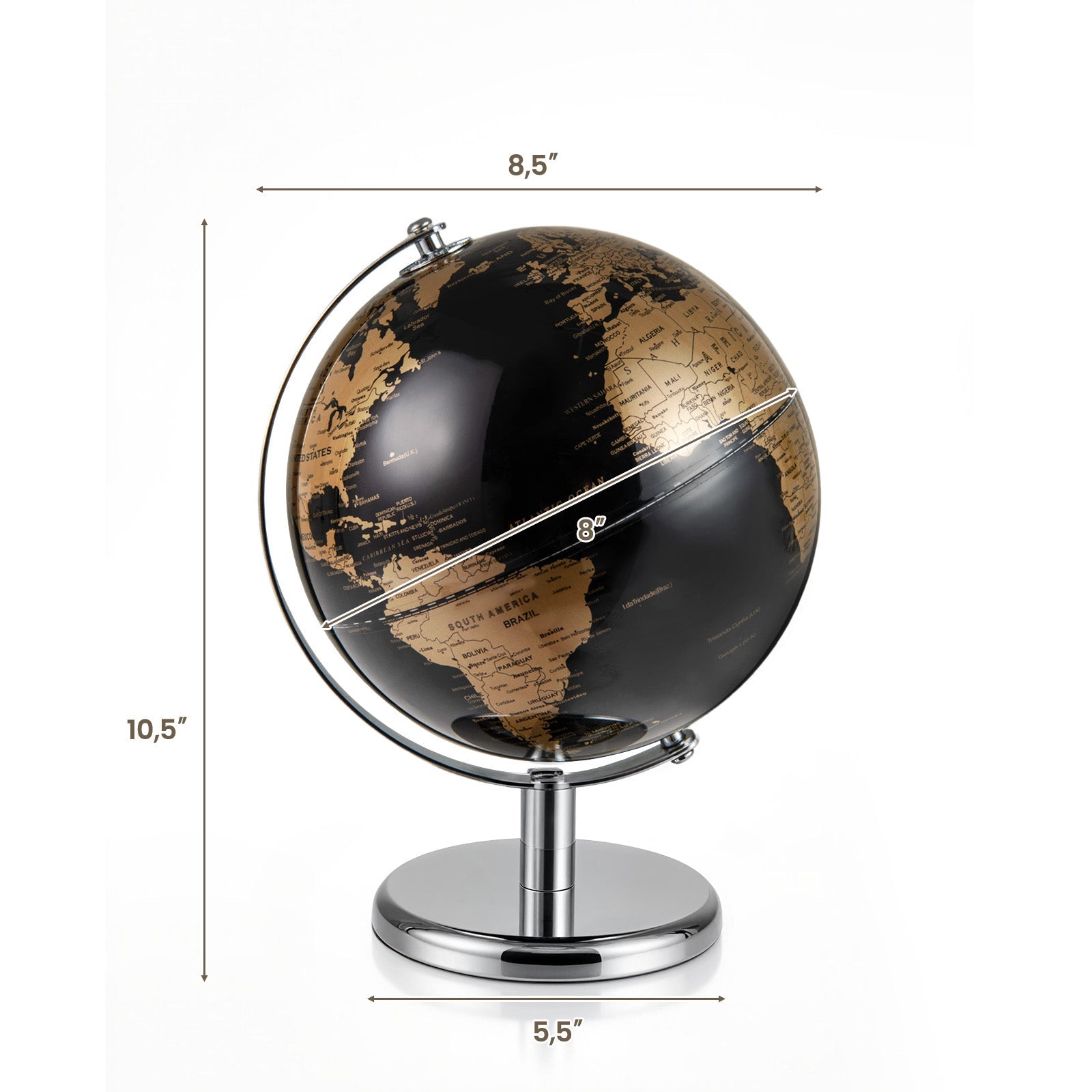 8" World Globe Modern Decorative Tabletop Earth Globe DirectDeals