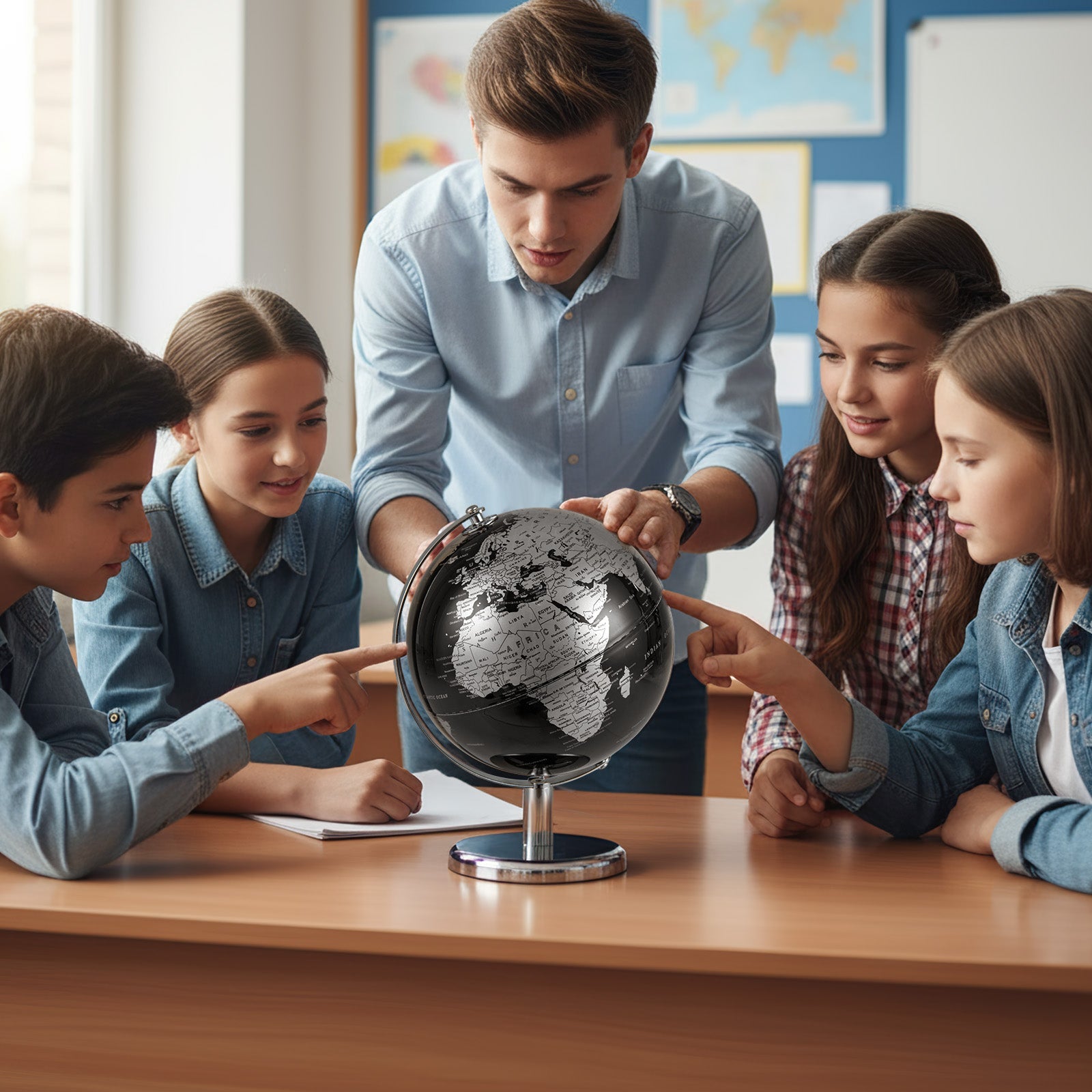 8" World Globe Modern Decorative Tabletop Earth Globe DirectDeals