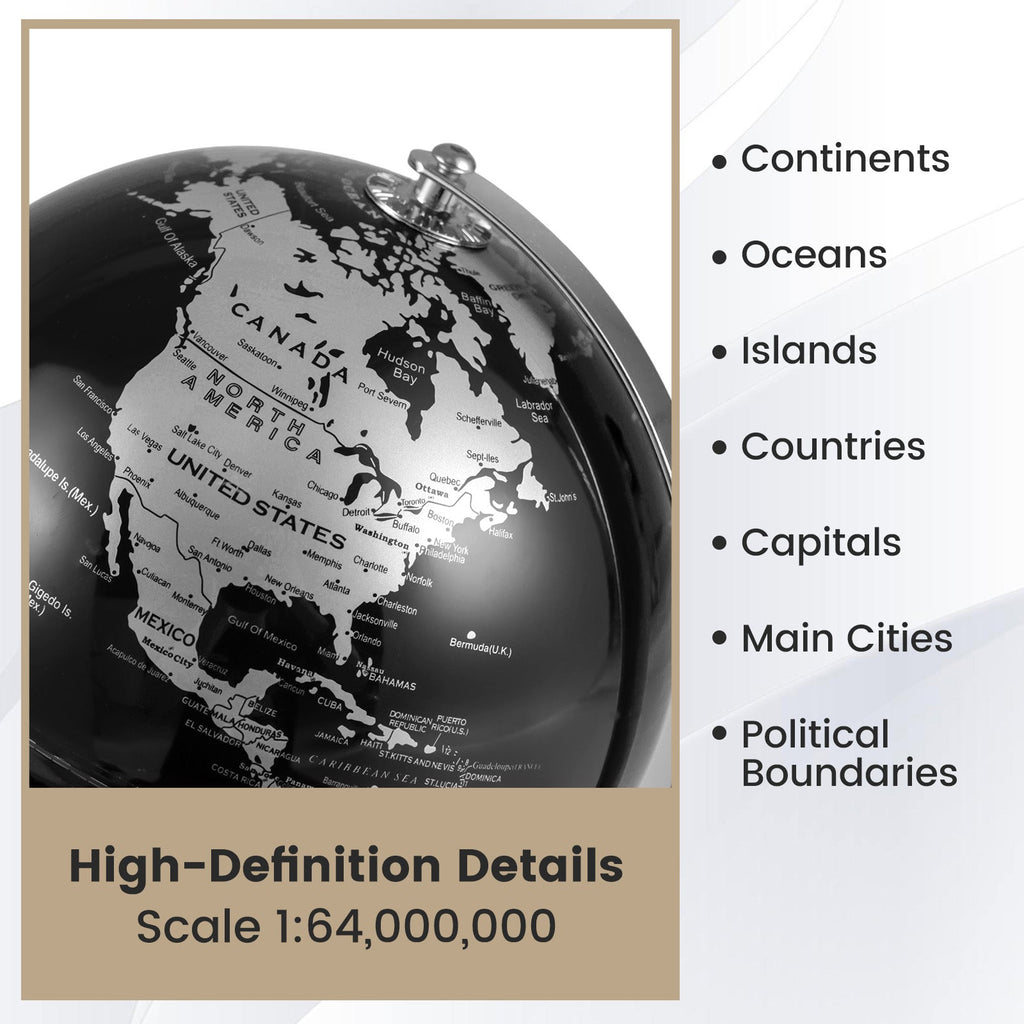 8" World Globe Modern Decorative Tabletop Earth Globe DirectDeals