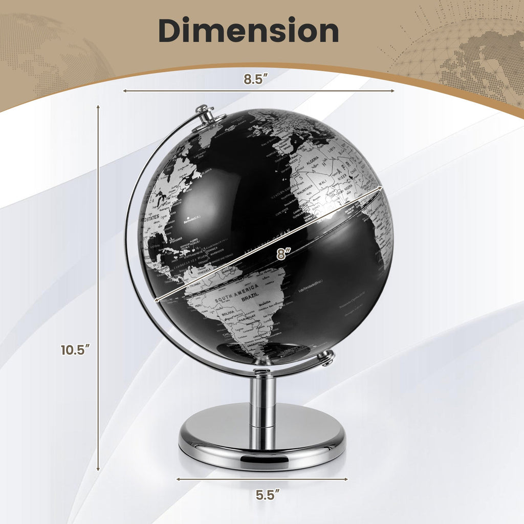 8" World Globe Modern Decorative Tabletop Earth Globe DirectDeals