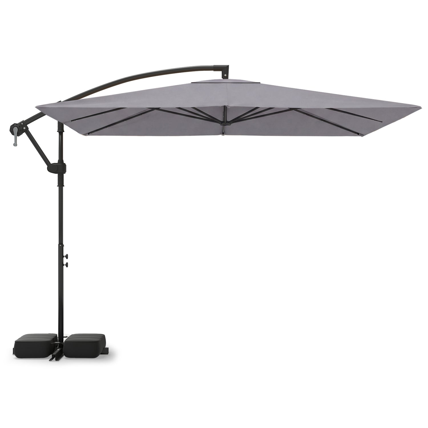 8 x 8 Square FT Solar LED Offset Cantilever Patio Umbrella with 360¬∞ Rotation DirectDeals
