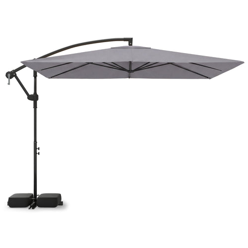 8 x 8 Square FT Solar LED Offset Cantilever Patio Umbrella with 360¬∞ Rotation DirectDeals