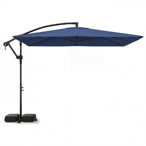 8 x 8 Square FT Solar LED Offset Cantilever Patio Umbrella with 360¬∞ Rotation DirectDeals