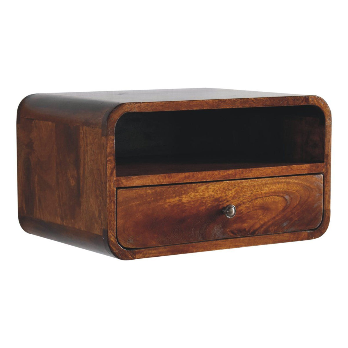 Curved Upper Slot Floating Nightstand Unique Piece Furniture