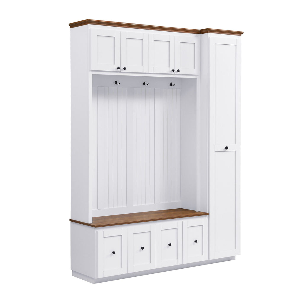 Entryway Hall Tree With Storage Bench, Coat Rack Shoe Bench With Cabinets Unique Piece Furniture
