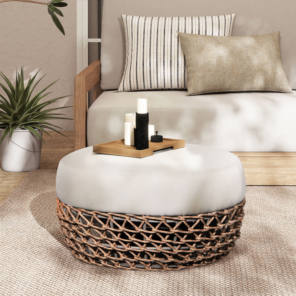 Willow - Round Upholstered Patio Ottoman Unique Piece Furniture
