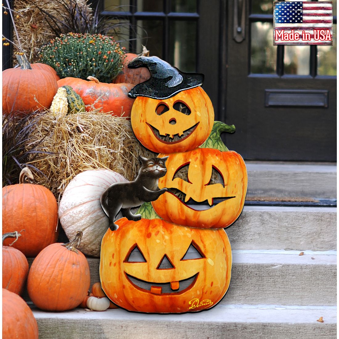 Scary Stacking Pumpkins Halloween Door Decor by G. DeBrekht - Thanksgiving Halloween Decor - 8158415H G.DeBrekht