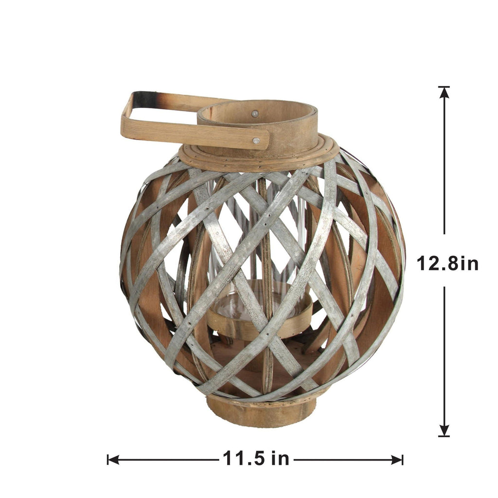 Decorative Lantern With Handle, Wooden Lantern For Indoor Outdoor, Home Garden, Wedding - Silver Unique Piece Furniture