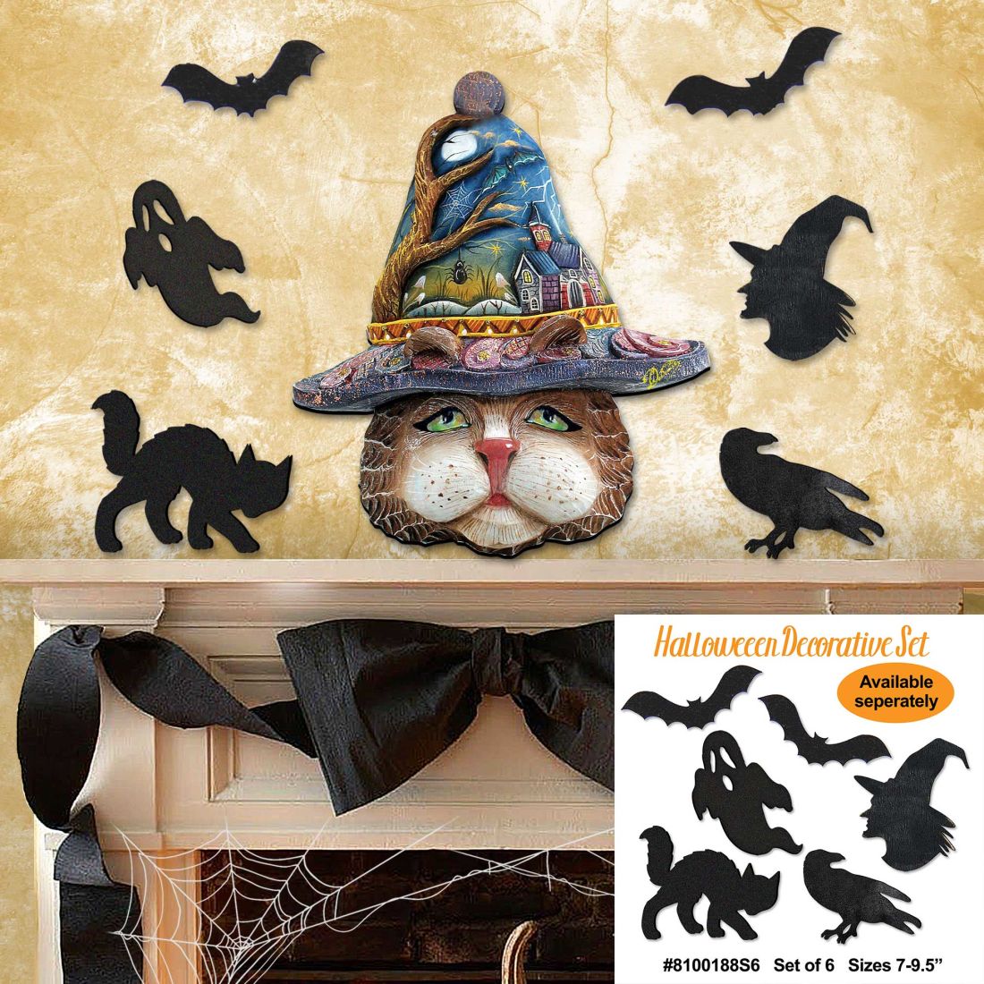 Halloween Eve Cat Halloween Door Decor by G. DeBrekht - Thanksgiving Halloween Decor - 8161039H G.DeBrekht