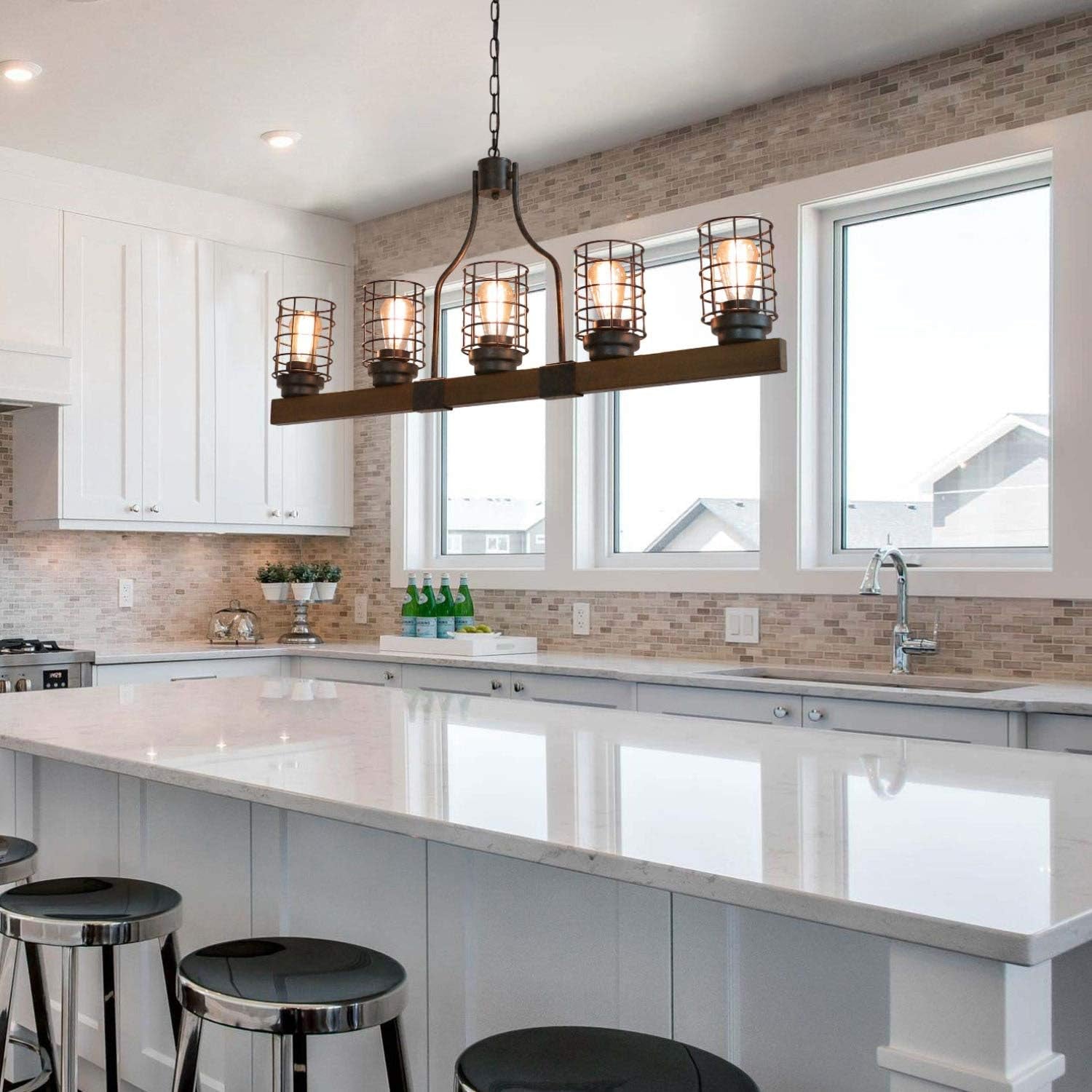 Farmhouse 5-Light Cage Rustic Chandelier Farmhouse Decor