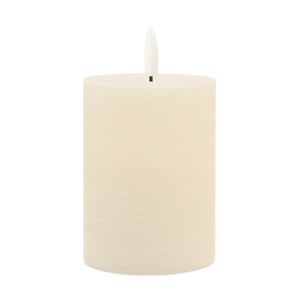 Ivory Wax 3D Flameless Pillar Candles Rust & Cinder