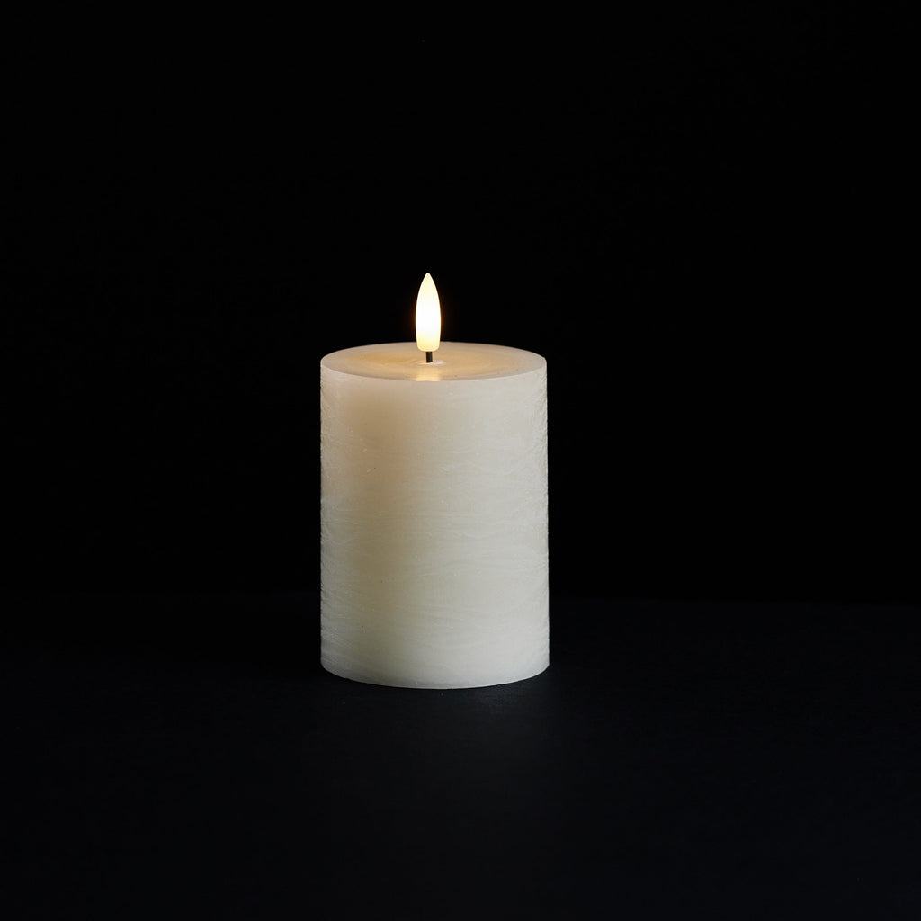 Ivory Wax 3D Flameless Pillar Candles Rust & Cinder