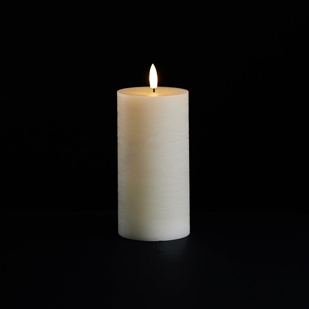 Ivory Wax 3D Flameless Pillar Candles Rust & Cinder