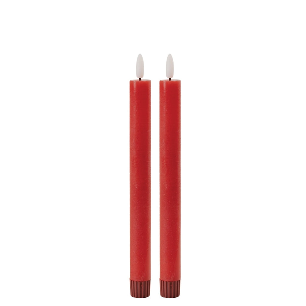 Red 3D Flameless Taper Candles (Set of 2) Rust & Cinder