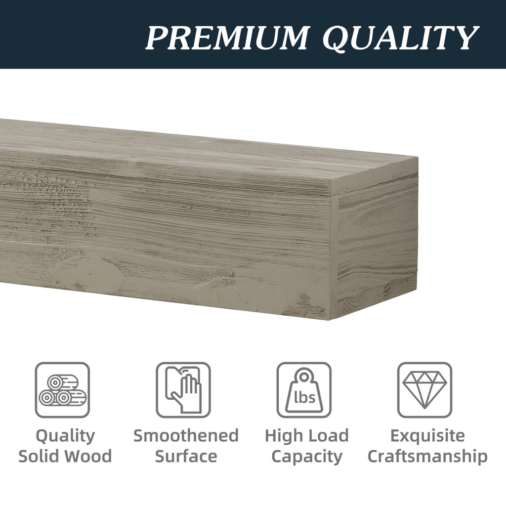 Rustic Wood Fireplace Mantel, Wall-Mounted & Floating Shelf For Home Decor Unique Piece Furniture